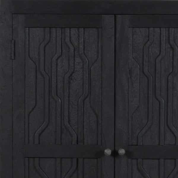 HomeRoots 36" Graphite Distressed Solid Wood Accent Cabinet with Two Doors for Stylish Storage Solutions 620848