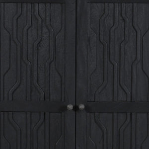 HomeRoots 36" Graphite Distressed Solid Wood Accent Cabinet with Two Doors for Stylish Storage Solutions 620848
