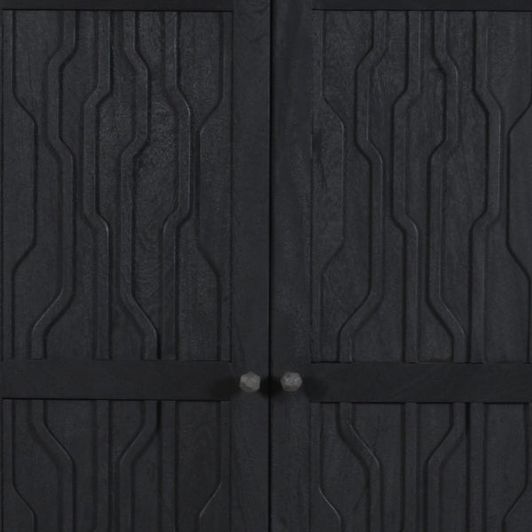 HomeRoots 36" Graphite Distressed Solid Wood Accent Cabinet with Two Doors for Stylish Storage Solutions 620848