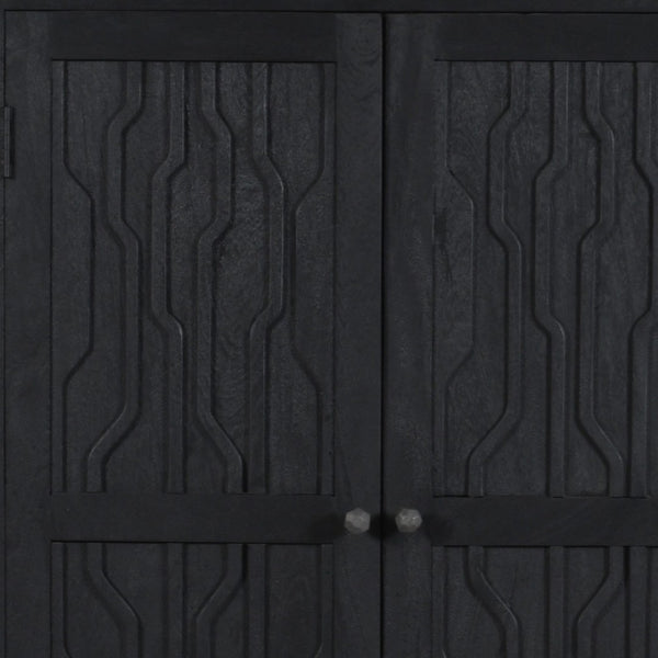 HomeRoots 36" Graphite Distressed Solid Wood Accent Cabinet with Two Doors for Stylish Storage Solutions 620848