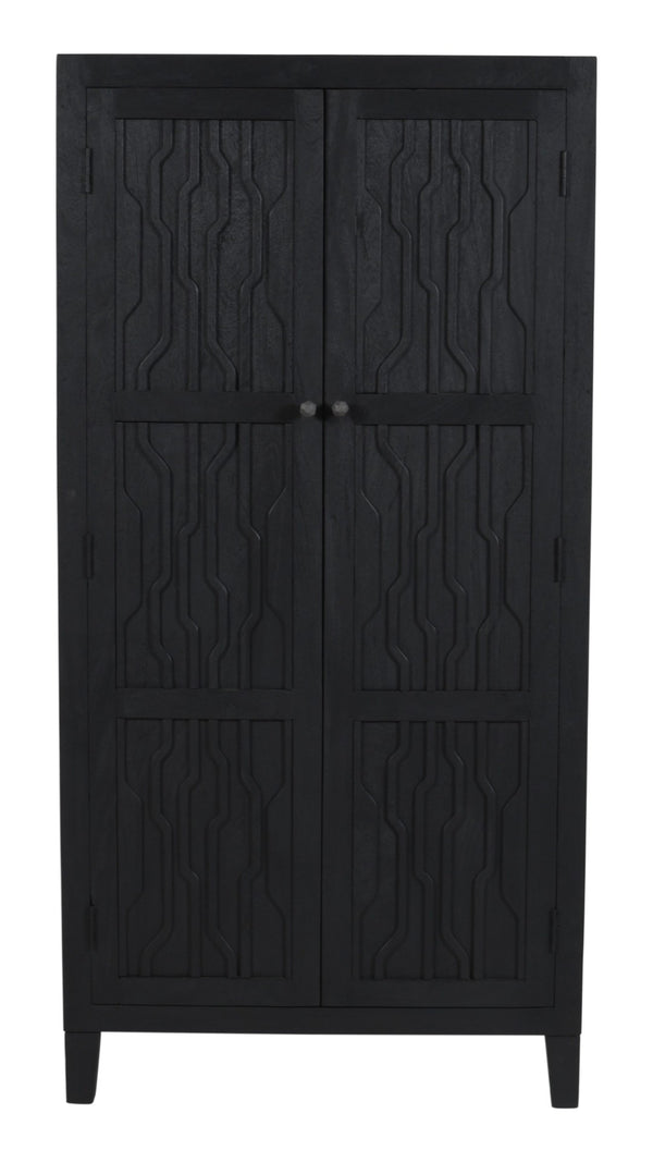 HomeRoots 36" Graphite Distressed Solid Wood Accent Cabinet with Two Doors for Stylish Storage Solutions 620848
