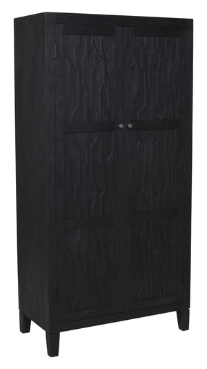 HomeRoots 36" Graphite Distressed Solid Wood Accent Cabinet with Two Doors for Stylish Storage Solutions 620848