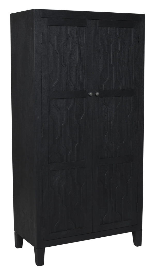 HomeRoots 36" Graphite Distressed Solid Wood Accent Cabinet with Two Doors for Stylish Storage Solutions 620848