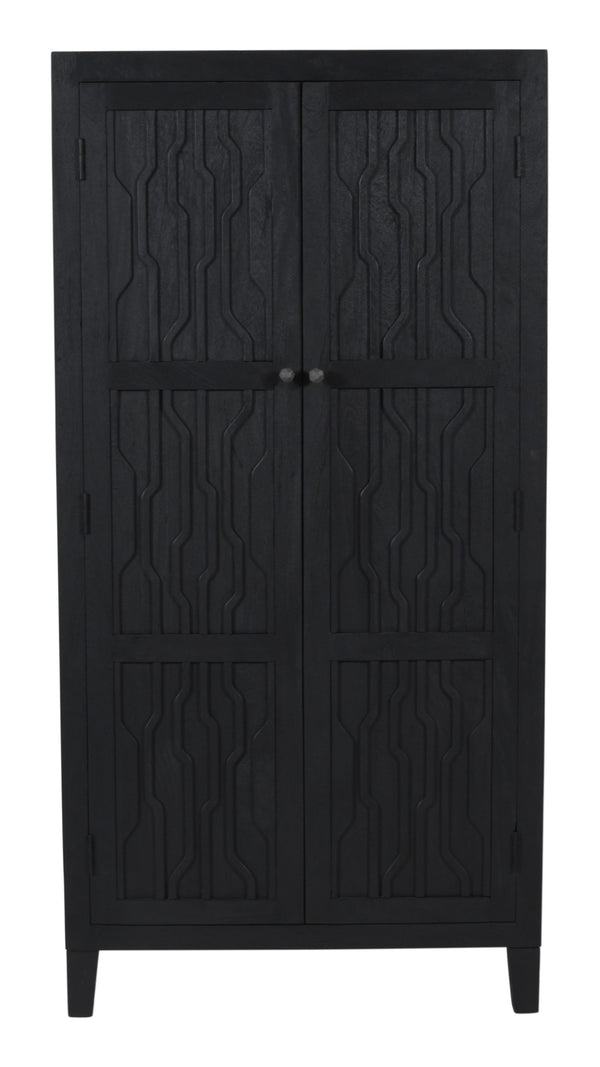 HomeRoots 36" Graphite Distressed Solid Wood Accent Cabinet with Two Doors for Stylish Storage Solutions 620848