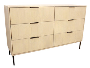 HomeRoots 56" Natural Solid Wood Six Drawer Dresser - Timeless Style, Ample Storage, and Modern Metal Accents 620849