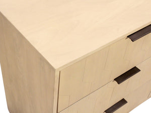 HomeRoots 56" Natural Solid Wood Six Drawer Dresser - Timeless Style, Ample Storage, and Modern Metal Accents 620849