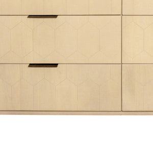 HomeRoots 56" Natural Solid Wood Six Drawer Dresser - Timeless Style, Ample Storage, and Modern Metal Accents 620849