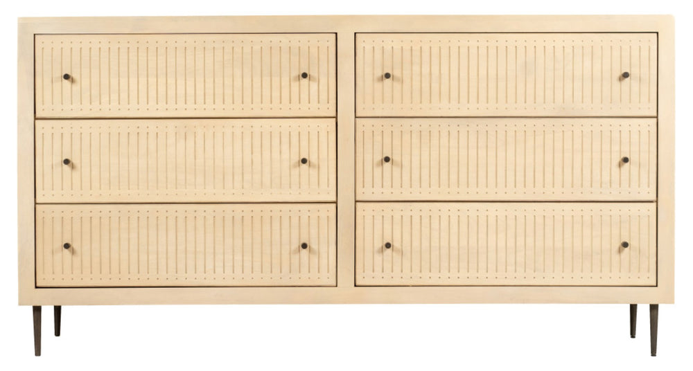 HomeRoots 68" Solid Mango Wood Dresser with 6 Drawers - Stylish Storage Solution for Every Bedroom Décor 620850