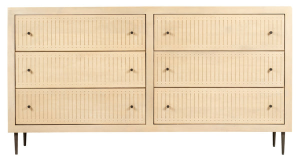 HomeRoots 68" Solid Mango Wood Dresser with 6 Drawers - Stylish Storage Solution for Every Bedroom Décor 620850