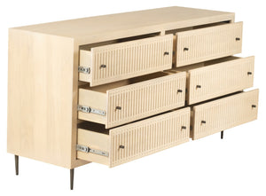 HomeRoots 68" Solid Mango Wood Dresser with 6 Drawers - Stylish Storage Solution for Every Bedroom Décor 620850