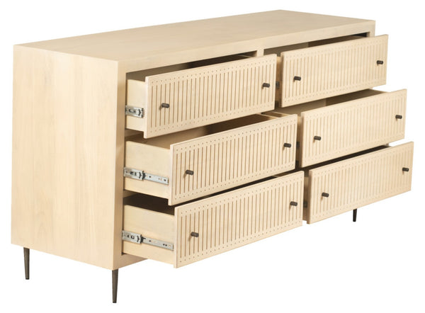 HomeRoots 68" Solid Mango Wood Dresser with 6 Drawers - Stylish Storage Solution for Every Bedroom Décor 620850