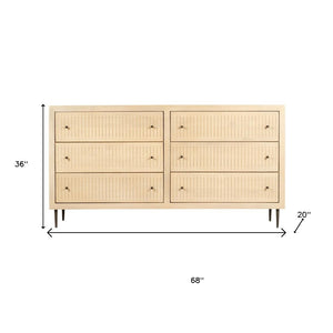 HomeRoots 68" Solid Mango Wood Dresser with 6 Drawers - Stylish Storage Solution for Every Bedroom Décor 620850