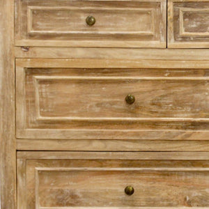 HomeRoots 68" Solid Mango Wood Seven Drawer Dresser - Spacious Storage, Modern Metal Handles & Natural Finish 620851