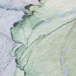HomeRoots 5' X 8' Artichoke Green & Lavender Abstract Area Rug – Stylish, Washable, Indoor/Outdoor, Durable Design 620853
