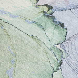 HomeRoots 9' X 12' Vibrant Artichoke Green & Lavender Abstract Indoor/Outdoor Rug - Durable, Washable Design 620856