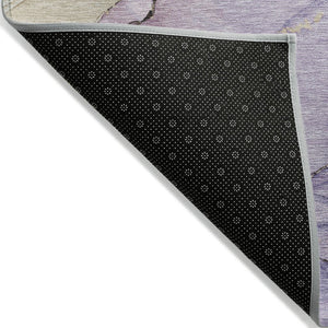 HomeRoots 8' Lavender and Beige Round Abstract Rug - Washable, Durable, Ideal for Indoor/Outdoor Spaces! 620860