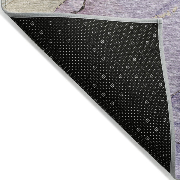 HomeRoots 8' Lavender and Beige Round Abstract Rug - Washable, Durable, Ideal for Indoor/Outdoor Spaces! 620860