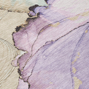 HomeRoots 8' Lavender and Beige Round Abstract Rug - Washable, Durable, Ideal for Indoor/Outdoor Spaces! 620860
