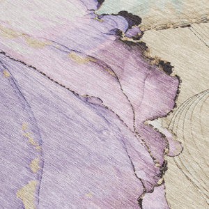 HomeRoots 8' X 10' Abstract Lavender And Beige Washable Area Rug – Durable, Stylish, Indoor/Outdoor Use! 620861