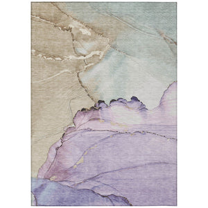 HomeRoots 10' X 14' Abstract Lavender and Beige Area Rug - Durable, Washable for Indoor & Outdoor Use 620863