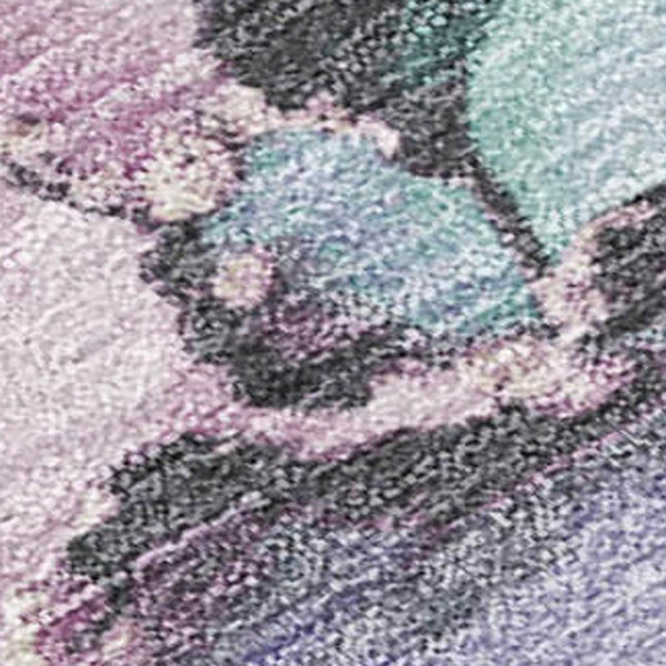 HomeRoots 5' Premium Pale Aqua and Lavender Abstract Washable Area Rug - Durable for Indoor and Outdoor Use! 620865