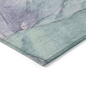 HomeRoots 8' Pale Aqua & Lavender Round Area Rug – Modern, Washable, Durable, Stain-Resistant for Indoor/Outdoor Use 620866