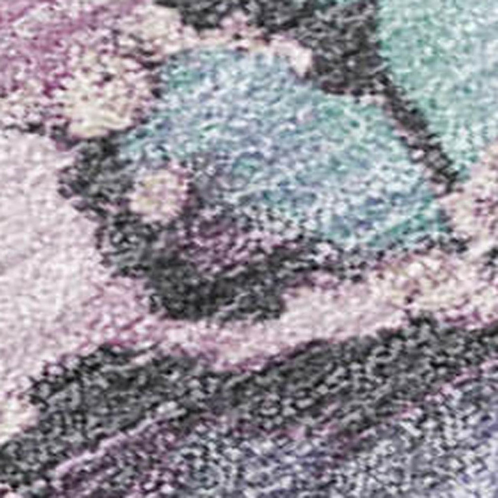 HomeRoots 8' X 10' Abstract Area Rug in Pale Aqua & Lavender - Durable, Washable, Indoor/Outdoor Comfort! 620867