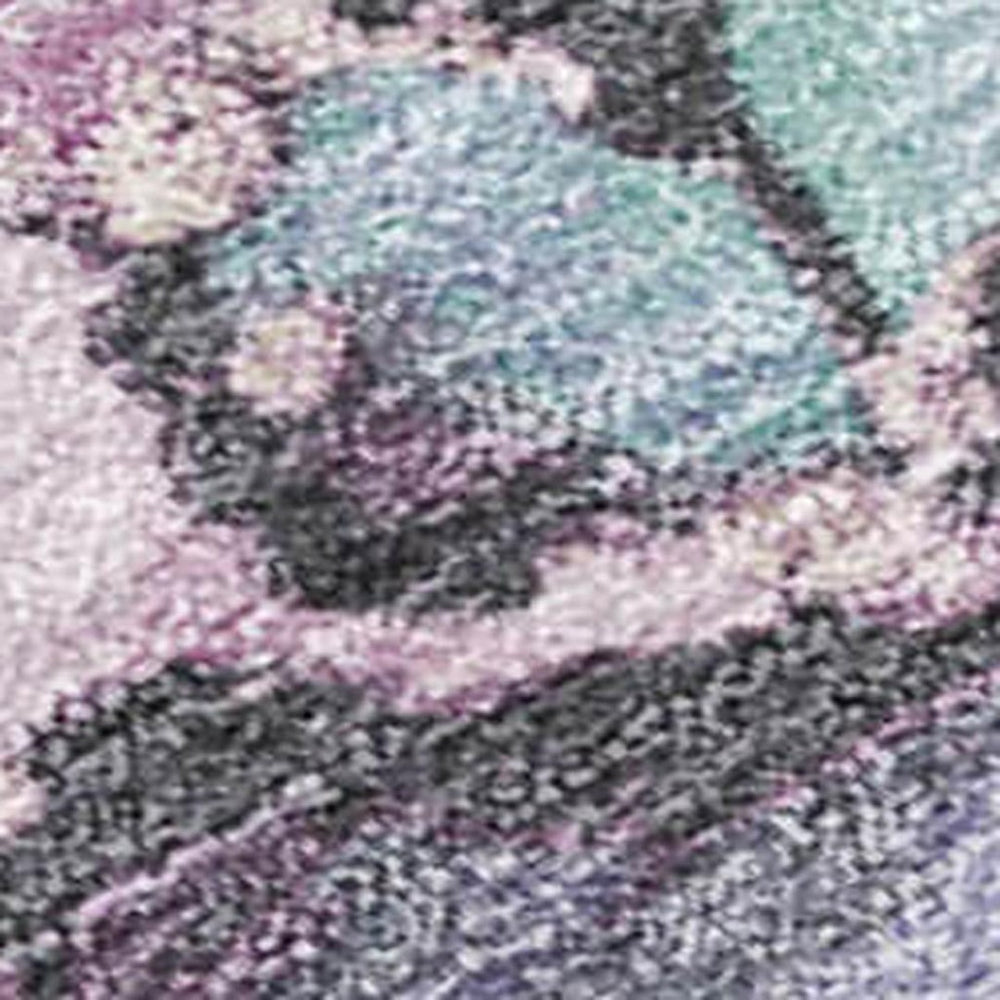 HomeRoots 9' X 12' Modern Abstract Aqua & Lavender Area Rug - Washable, Durable for Indoor/Outdoor Use! 620868