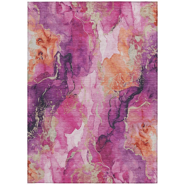HomeRoots 5' X 8' Ruby Red and Purple Abstract Area Rug – Stylish, Washable, Durable for Indoor & Outdoor Spaces! 620895