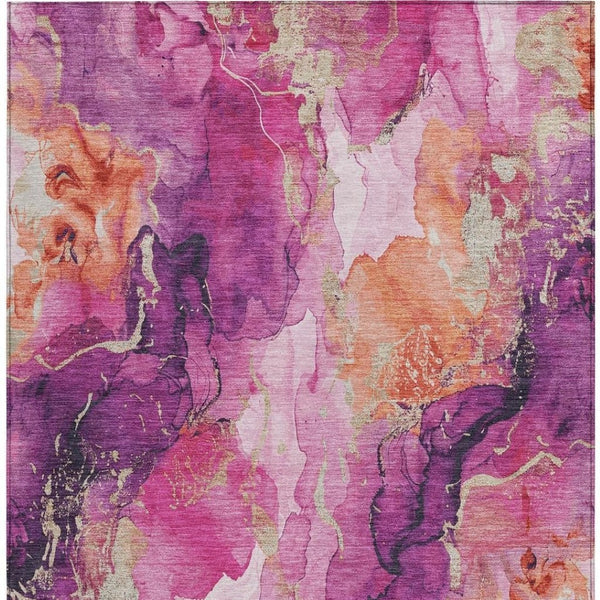 HomeRoots 5' X 8' Ruby Red and Purple Abstract Area Rug – Stylish, Washable, Durable for Indoor & Outdoor Spaces! 620895