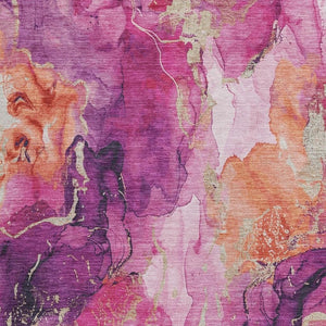 HomeRoots 8' X 10' Vibrant Ruby Red & Purple Abstract Rug - Washable, Durable, Indoor/Outdoor Perfect for Homes! 620897