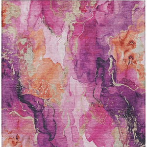 HomeRoots 9' Ruby Red & Purple Abstract Washable Area Rug - Durable, Stylish Indoor/Outdoor Solution for All Spaces 620898