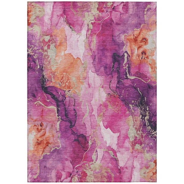 HomeRoots 9' Ruby Red & Purple Abstract Washable Area Rug - Durable, Stylish Indoor/Outdoor Solution for All Spaces 620898