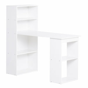 English Elm HOMCOM 47" Modern Home Office Desk with 6-Tier Shelves, Space-Saving Writing Table, White Finish W2225P174000