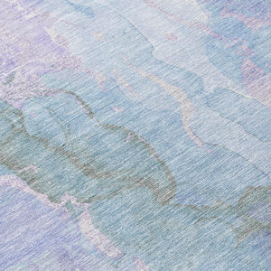 HomeRoots 9' Indoor Outdoor Area Rug in Lavender & Sky Blue - Durable, Washable, Abstract Design for Any Space 620910