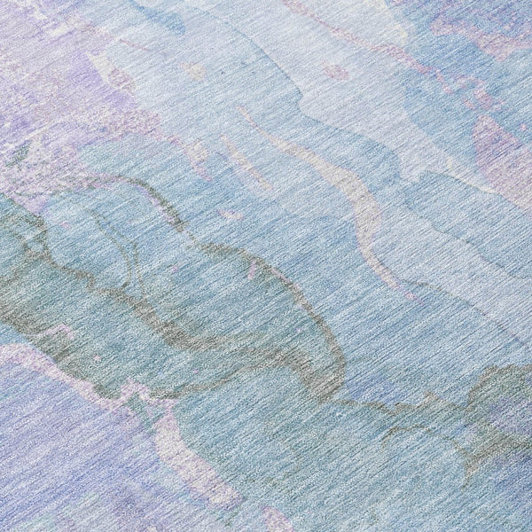 HomeRoots 9' Indoor Outdoor Area Rug in Lavender & Sky Blue - Durable, Washable, Abstract Design for Any Space 620910