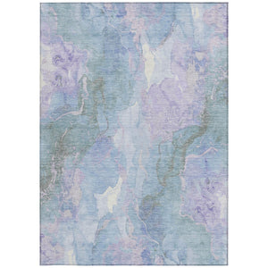 HomeRoots 10' X 14' Abstract Washable Indoor Outdoor Area Rug in Lavender & Sky Blue - Modern, Durable Design 620911