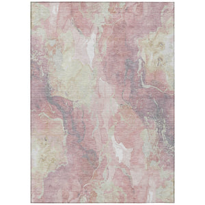 HomeRoots 5' Pink and Beige Abstract Washable Area Rug - Stylish Indoor/Outdoor Design for Easy Care & Durability 620919