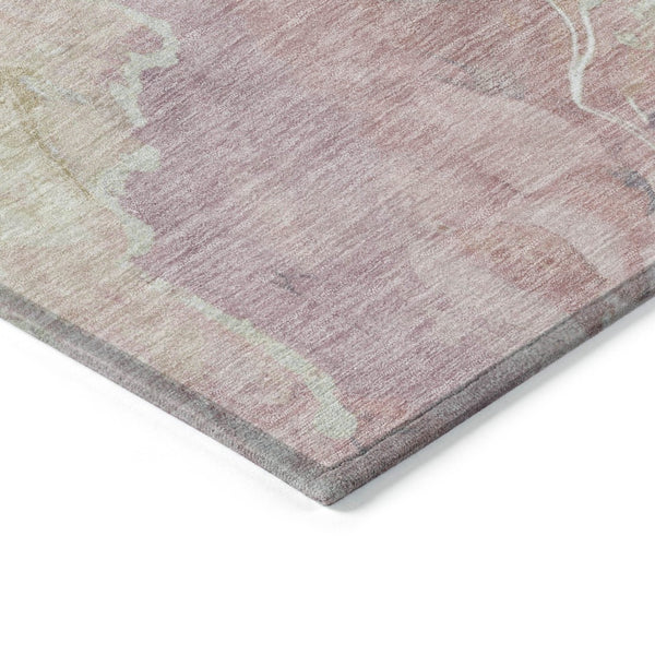 HomeRoots 5' Pink and Beige Abstract Washable Area Rug - Stylish Indoor/Outdoor Design for Easy Care & Durability 620919