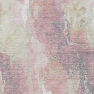 HomeRoots 8' Pink and Beige Abstract Area Rug - Washable Indoor Outdoor Design for High-Traffic Spaces, Easy Care 620921
