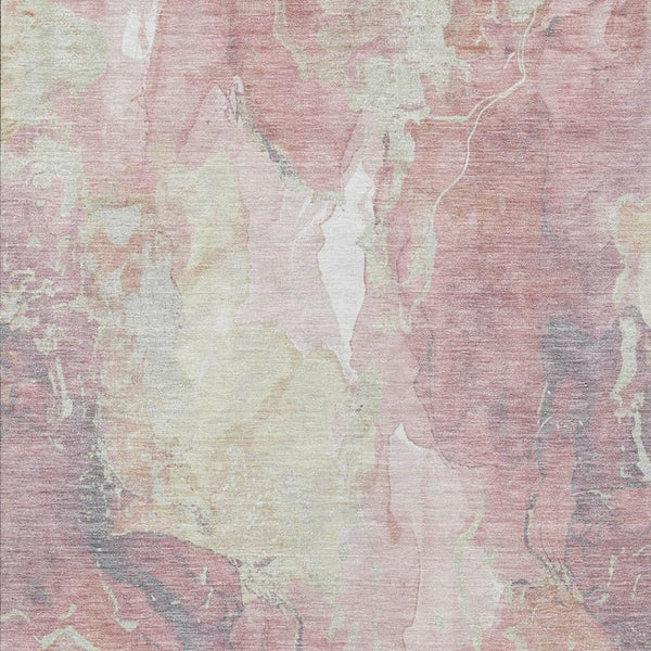 HomeRoots 10' Modern Pink and Beige Abstract Washable Area Rug - Versatile Indoor/Outdoor Design for Any Space 620923