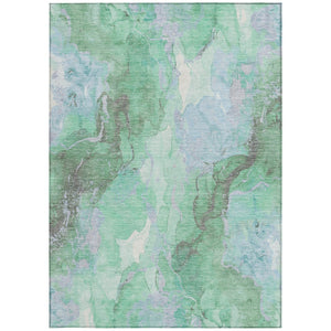 HomeRoots 5' Aqua & Mint Green Abstract Washable Area Rug – Durable, Versatile for Indoor & Outdoor Spaces 620925