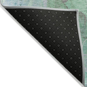 HomeRoots 8' Pale Aqua & Mint Green Round Abstract Rug – Washable, Stylish Indoor/Outdoor Accent for Any Space 620926