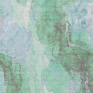 HomeRoots 8' X 10' Abstract Washable Area Rug in Pale Aqua & Mint Green - Stylish, Durable for Indoors & Outdoors 620927