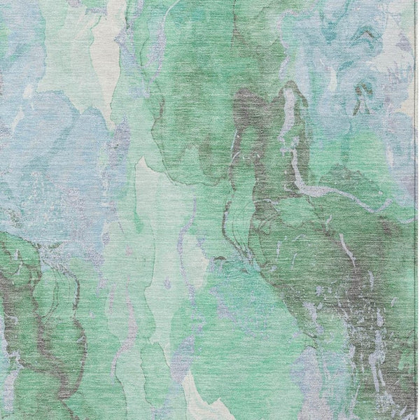 HomeRoots 10' Modern Abstract Aqua & Mint Green Washable Area Rug - Indoor/Outdoor Durability & Style 620929