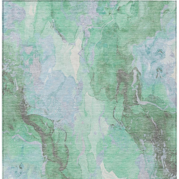 HomeRoots 10' Modern Abstract Aqua & Mint Green Washable Area Rug - Indoor/Outdoor Durability & Style 620929
