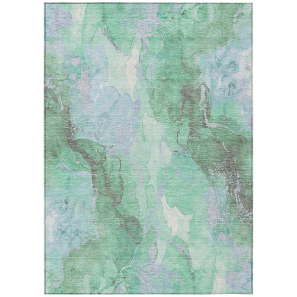 HomeRoots 10' Modern Abstract Aqua & Mint Green Washable Area Rug - Indoor/Outdoor Durability & Style 620929