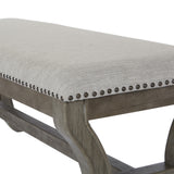 OSP Home Furnishings Monaco 48" Bench Grey Fabric/Antique Grey Base