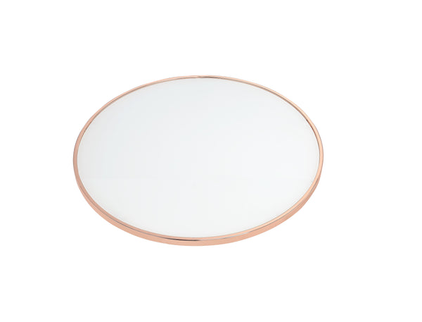 English Elm Alivia Rose Gold Frosted Glass End Table – 5mm Tempered Round Top, Sleek Metal Trim, 40lb Limit B2726P370416