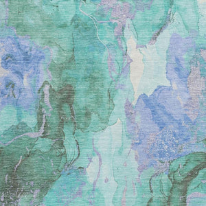 HomeRoots 8' X 10' Teal Blue & Mint Green Abstract Area Rug - Washable, Stain-Resistant, Perfect for Indoors & Outdoors! 620939